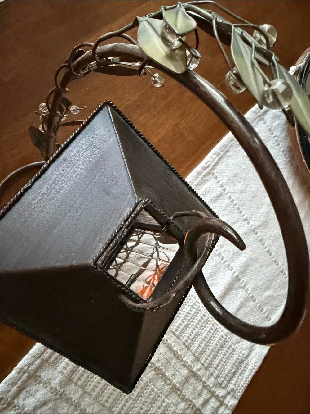 Vintage PartyLite Metal Ivy Leaf Candle Lantern